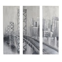Quadro dipinto set 3 pezzi ponte 40x120x3 cm
