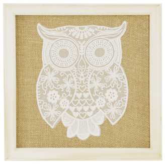 Quadro pizzo gufo cm30x30