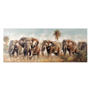 Quadro stampa elefanti rettangolare 55x135x3 cm