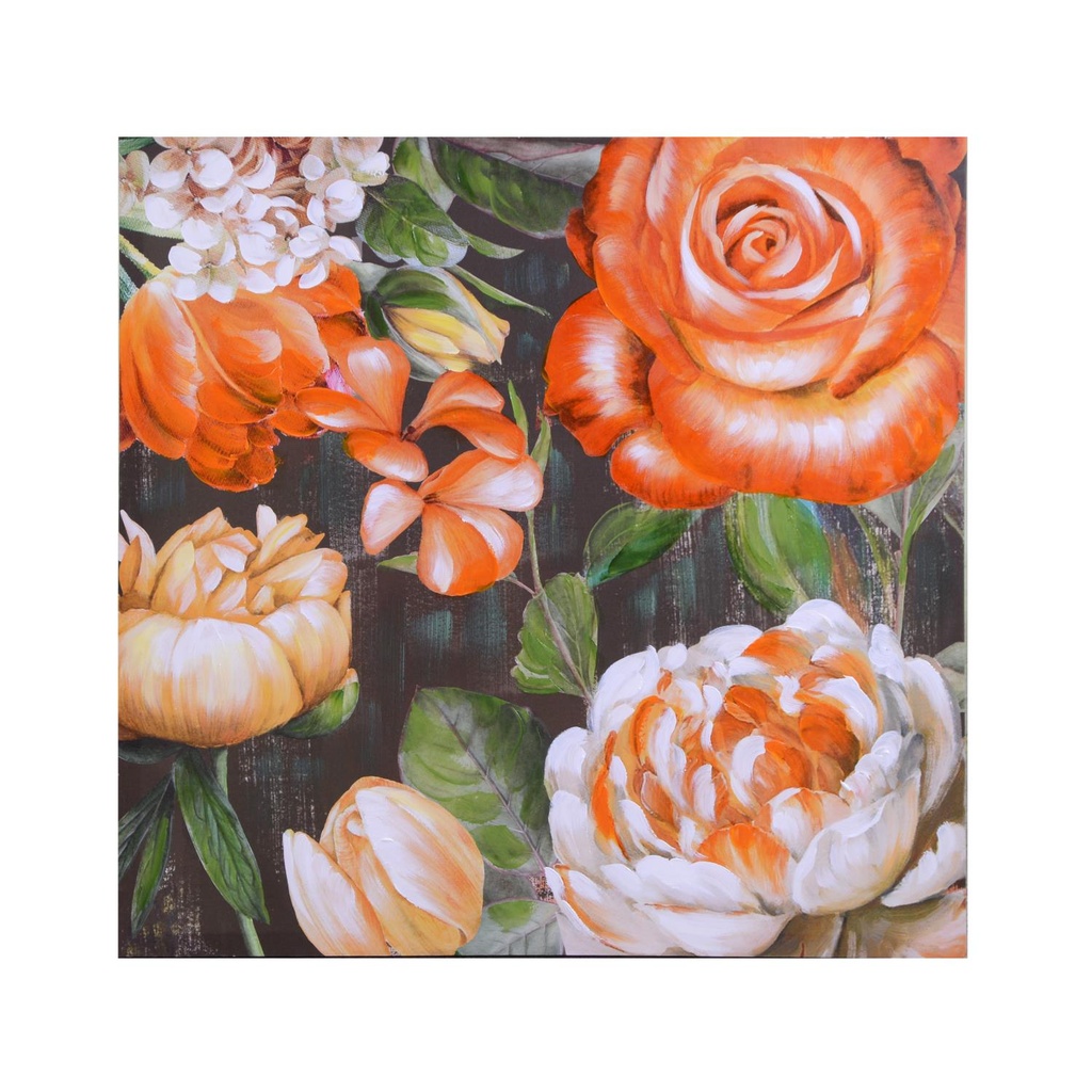 Quadro Stampa Fiori Arancione 80x80x3 cm