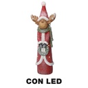 Renna in resina con luce a LED rossa, dimensioni cm22,5x16h65,5