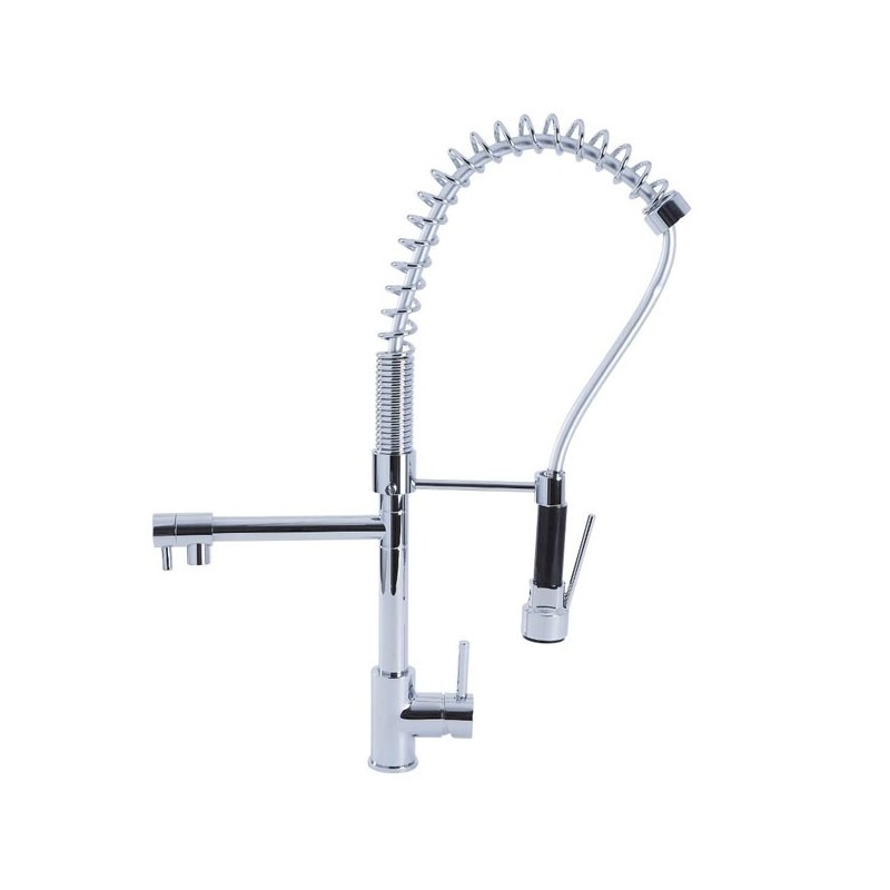 Rubinetto miscelatore per cucina con doccetta finitura cromo h.66x32 cm