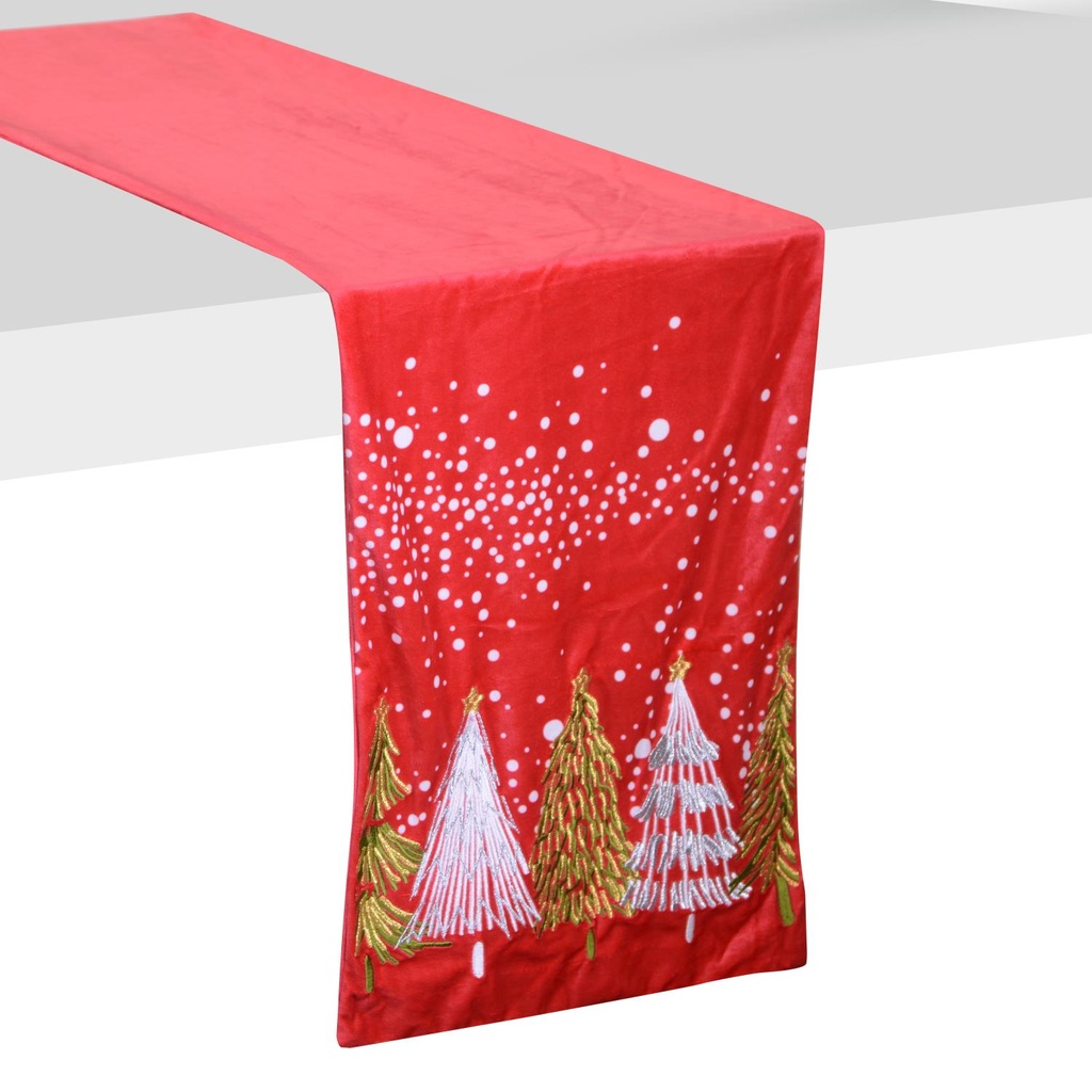 Runner tessuto con alberi rosso 32x182x0,5 cm