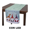 Runner tessuto gnomi led azzurro 40x150 cm