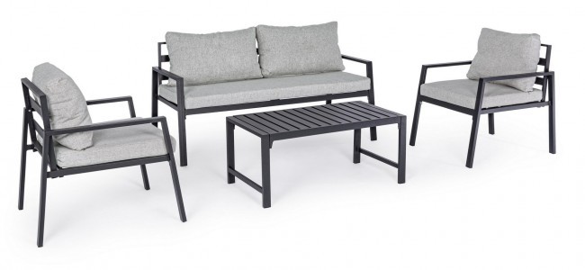 Salotto da giardino antracite con cuscini sfoderabili - Set completo per il tuo spazio esterno