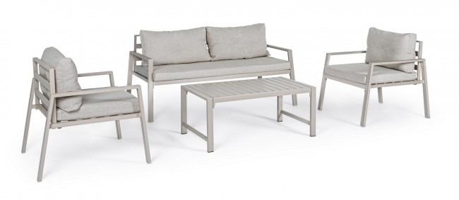 Salotto da giardino avorio con cuscini sfoderabili - Set completo per il tuo spazio esterno