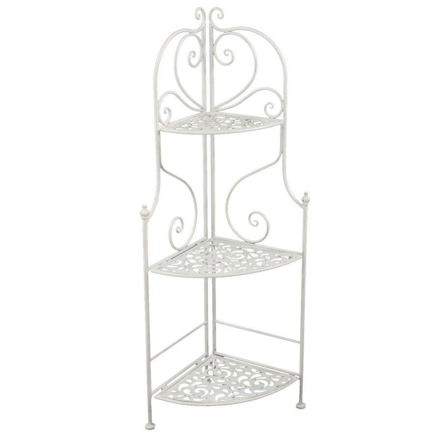 Scaffale metallo bianco brush angolare 3 ripiani cm48x33h120