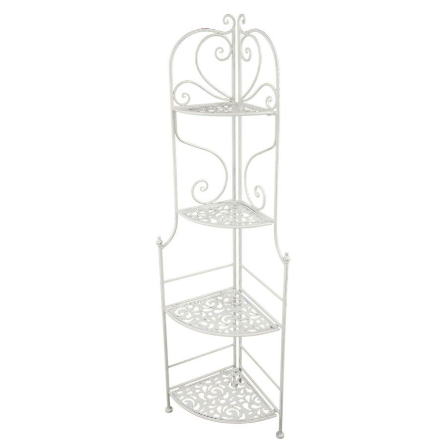 Scaffale Metallo Jessica Bianco Brush 4 Piani ad Angolo 48x33x160 cm