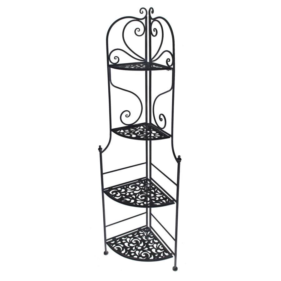 Scaffale Metallo Jessica Nero 4 Piani ad Angolo 48x33 cm h160