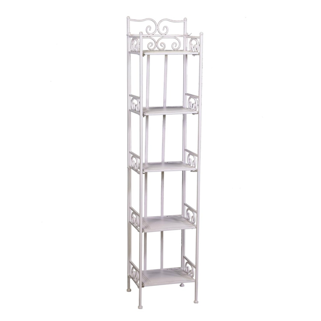 Scaffale Metallo New Jessica Stretto 5 Piani Bianco Brush cm28x23h132