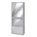 Scarpiera con quattro ante a specchio e un cassetto Beton Cemento 63x29x h164 cm