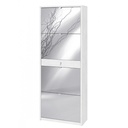 Scarpiera a specchio con 4 ante e cassetto, Bianco Ossido, 63x29x164 cm