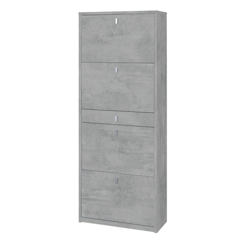 Scarpiera Quattro Ante Un Cassetto Beton Cemento 63x29x h164 cm