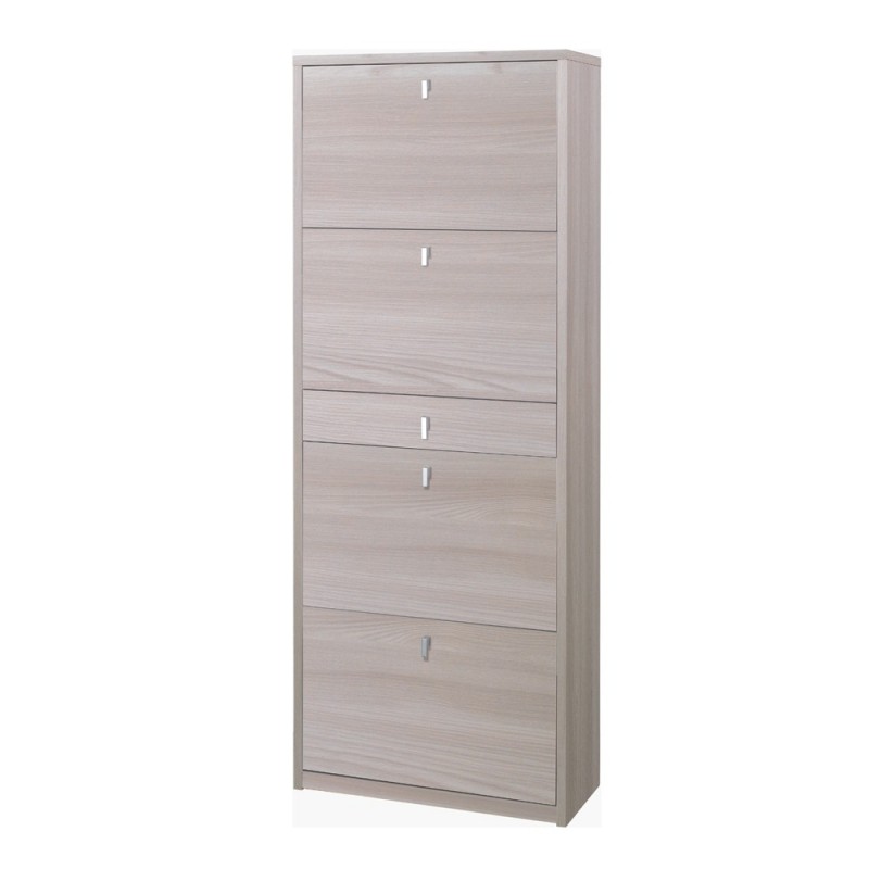 Scarpiera con 4 ante e 1 cassetto Olmo Chiaro 63x29x164 cm