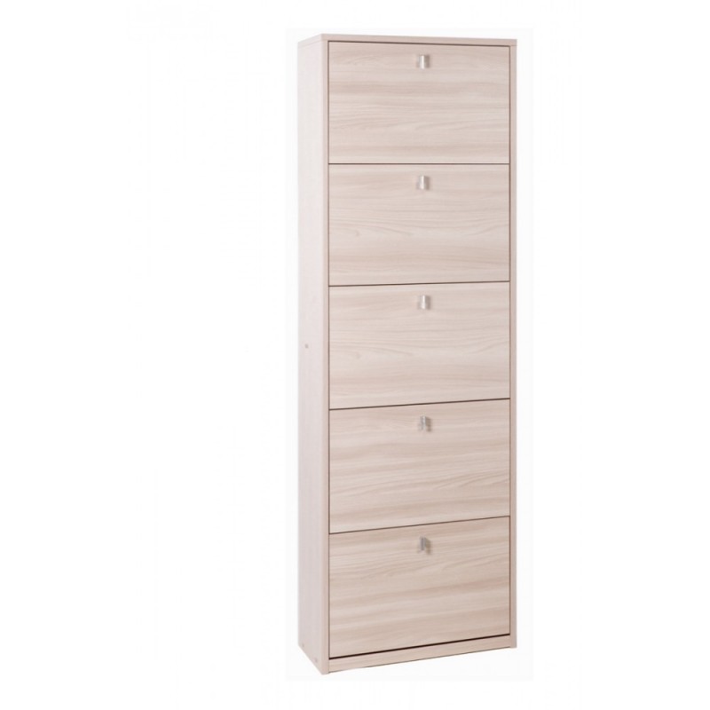Scarpiera Slim Salvaspazio Cinque Ante Olmo Chiaro 63x29x h190 cm