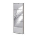 Scarpiera Slim Salvaspazio Cinque Ante a Specchio Beton Cemento 63x29x h190 cm