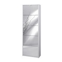 Scarpiera slim salvaspazio con cinque ante a specchio Bianco Cenere 63x29x h190 cm