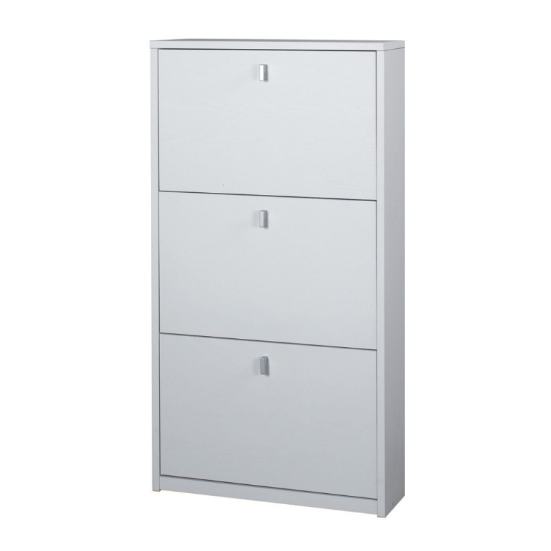 Scarpiera sottile salvaspazio con tre ante Bianco Cenere 63x18x h117 cm