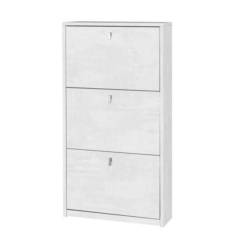 Scarpiera Slim Salvaspazio Tre Ante Bianco Ossido 63x18x h117 cm