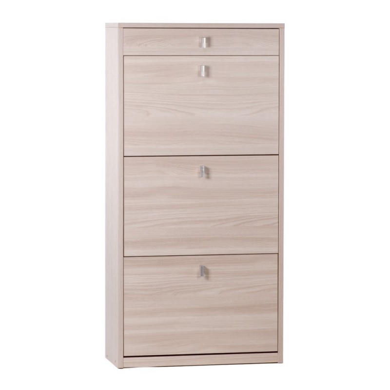 Scarpiera sottile a tre ante con un cassetto Olmo Chiaro 63x29x h127 cm