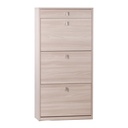 Scarpiera sottile a tre ante con un cassetto Olmo Chiaro 63x29x h127 cm