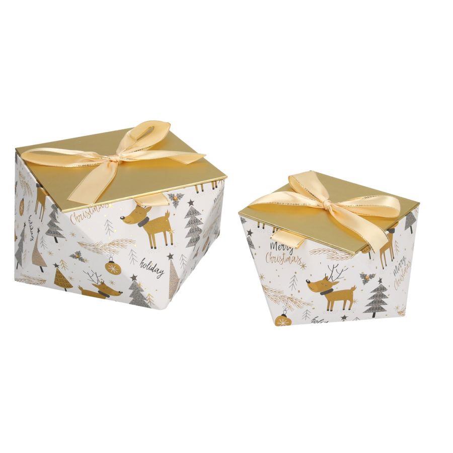 Scatola Cartone Bianco Oro 20,9x20,9x10 cm
