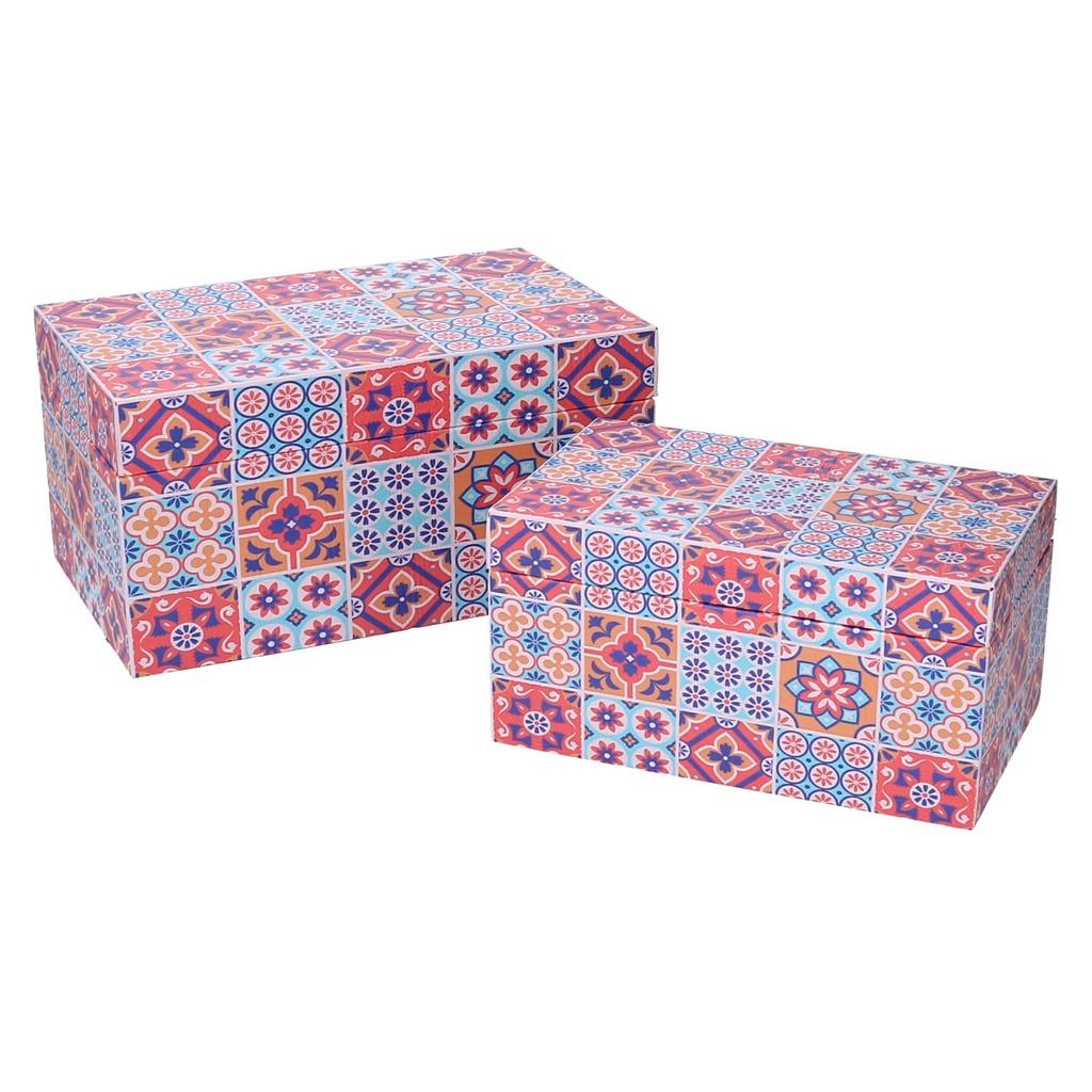 Scatola ecopelle fantasia multicolor rettangolare 30x18h15