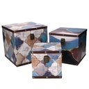 Scatola ecopelle blu marocco quadrata 24x24x24 cm