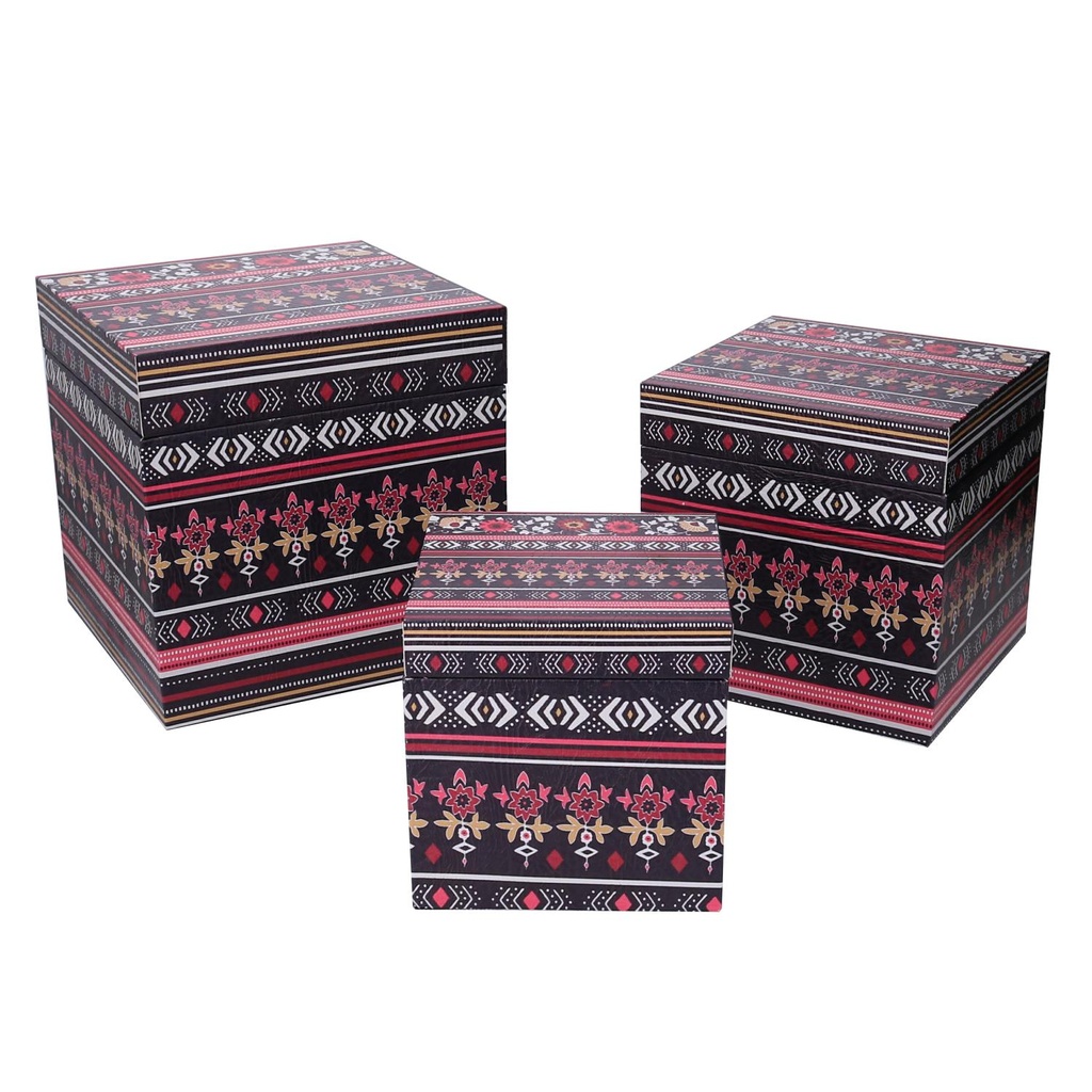 Scatola ecopelle 1-3 fiori multicolor cm24x24h24