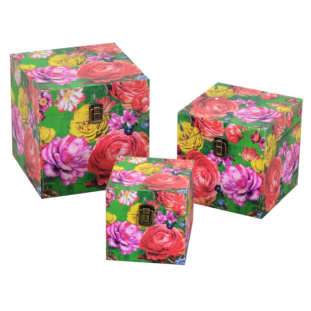 Scatola ecopelle multicolor quadro cm22x22h22
