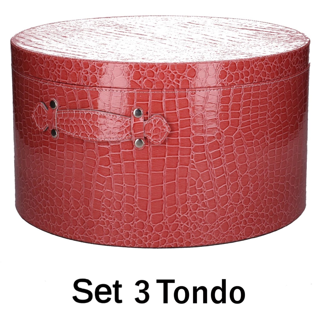 Scatola rotonda in ecopelle rossa 1-3 cm ø42h24