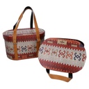 Scatola ecopelle con manici rossa ovale 36x26h20 cm