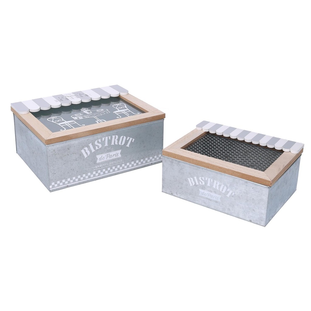 Scatola legno rettangolare naturale per 1-2 bistrot cm23x18h10,5