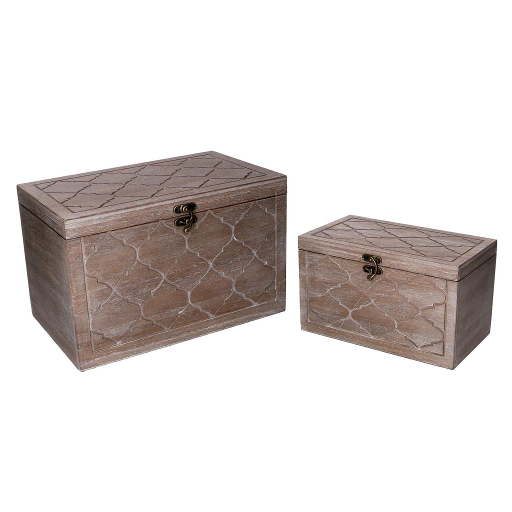 Scatola rettangolare in legno marrone 39,4x24,1x24,8 cm