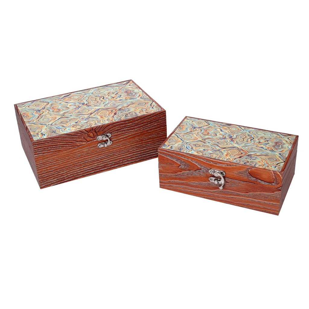 Scatola in legno verde con bordo marrone 24x16h9,3 cm