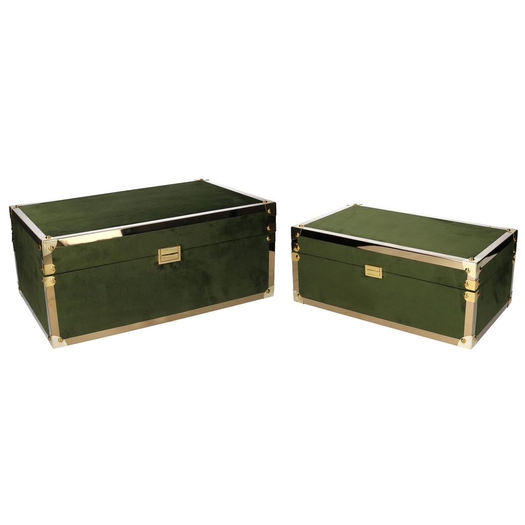 Scatola rettangolare verde in legno 1-2 cm48x30h20