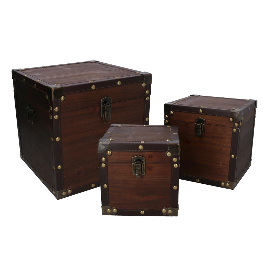 Scatola legno ecopelle marrone - 20x20x20 cm