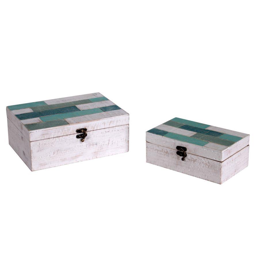 Scatola legno mare rettangolare 26x18h10.5 cm