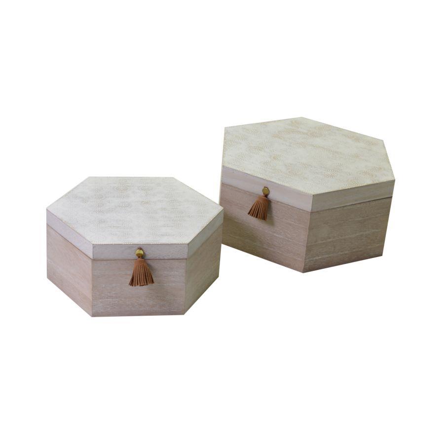 Scatola legno esagonale Milo 1-2, 27.5x24h12 cm