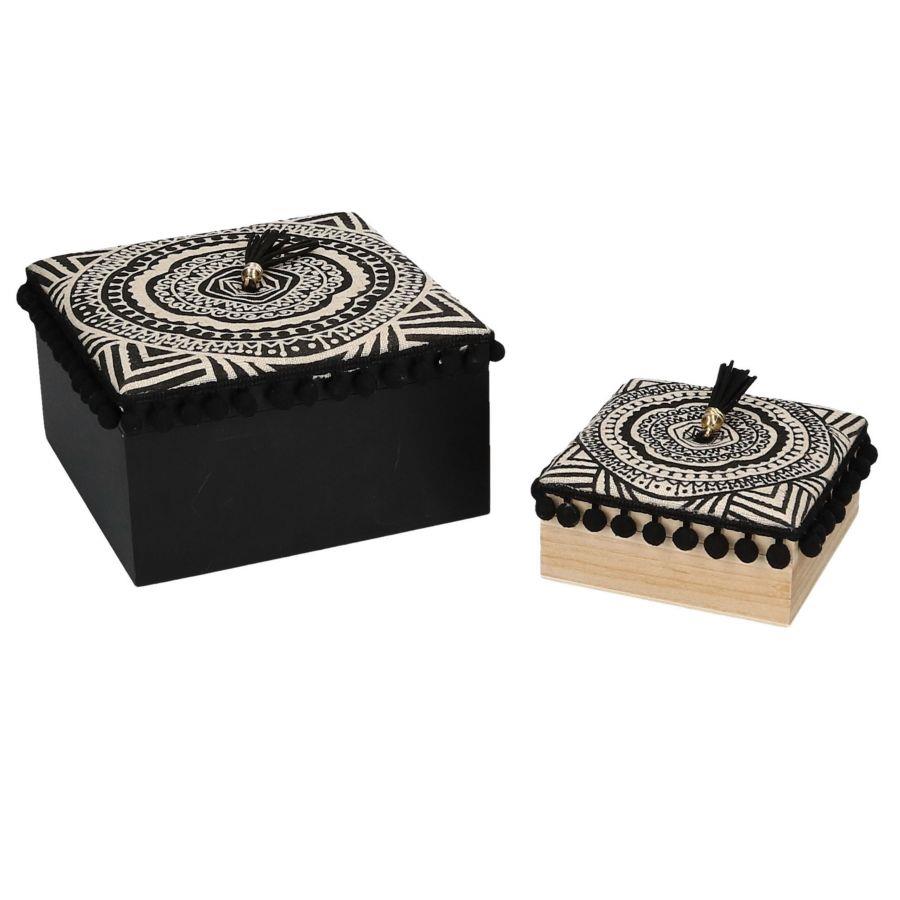 Scatola Legno Tessuto Maori 1-2 Quadro 18x18x10 cm