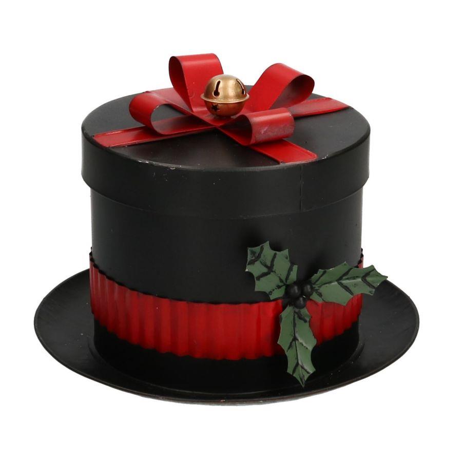 Scatola Metallo Nero Cappello Tondo Ø25x19 cm