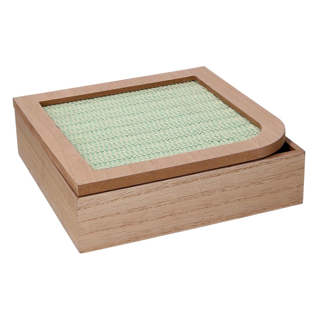 Scatola portathe legno marrone quadro 20x20x6 cm