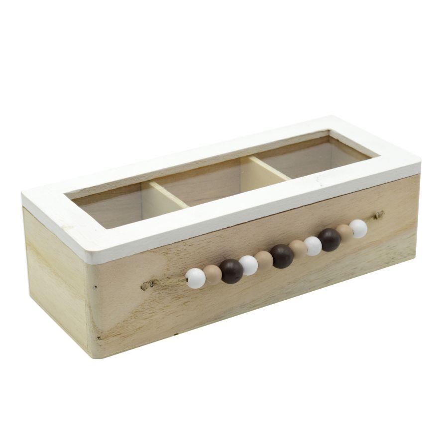 Scatola portate lignum legno rettangolare 3 scomparti cm24x11h6,5