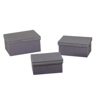 Scatola tessuto grigio e argento rettangolare 42x30x20 cm
