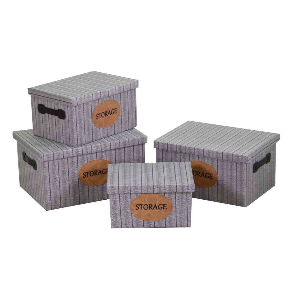 Scatola tessuto grigio rettangolare 40x30x22 cm