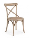 Sedia in legno di olmo con seduta imbottita in rattan naturale