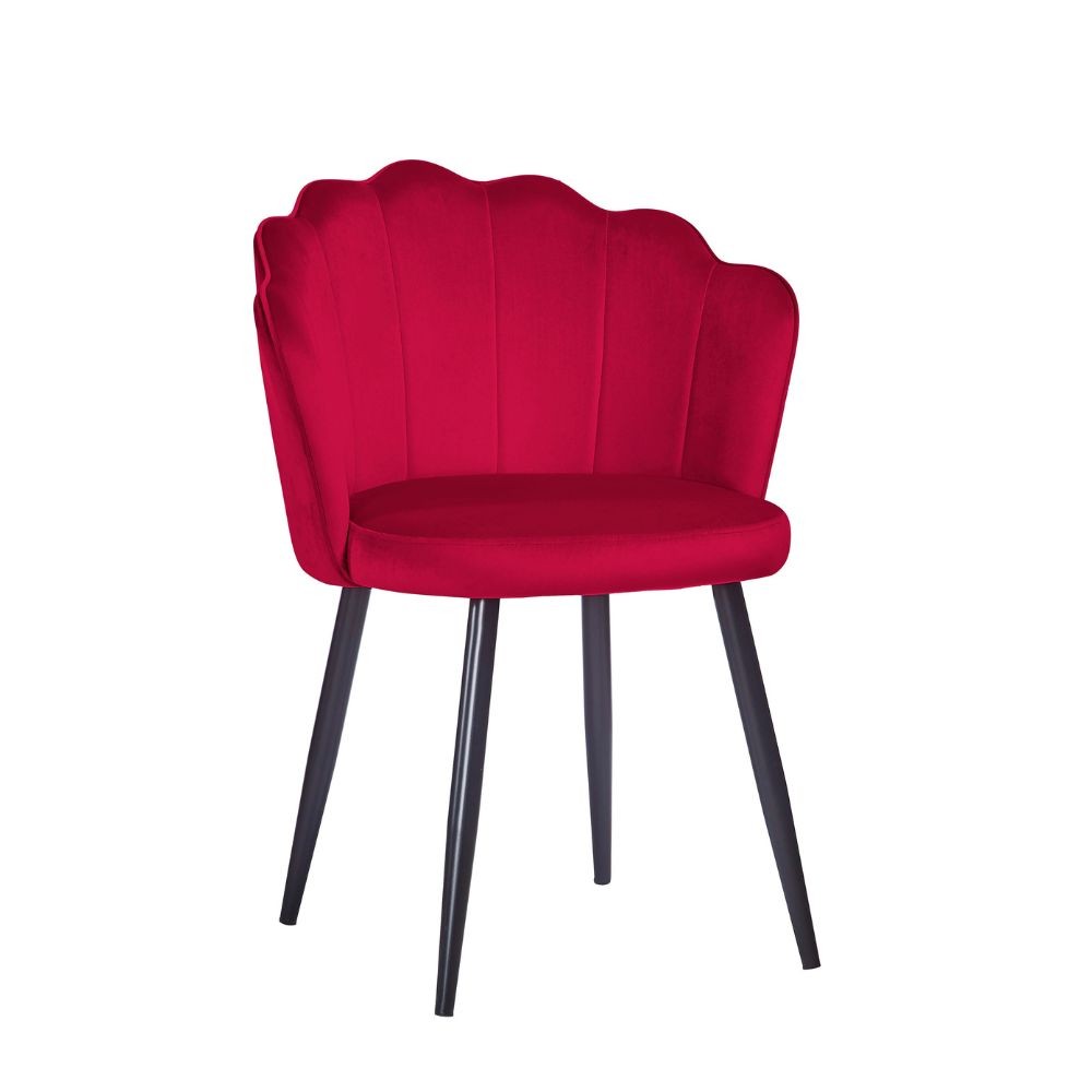 Sedia Omni in Velluto Rosso con Gambe in Metallo Nero 64 x 58 x 80 cm