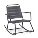 Sedia a Dondolo Antracite Bizzotto Lillian - Acciaio Trattato per Esterno - Finitura Opaca - Facile da Assemblare - Dimensioni: 63 x 90 x 74h cm - Altezza Seduta: 35h cm - Altezza Bracciolo: 55h cm