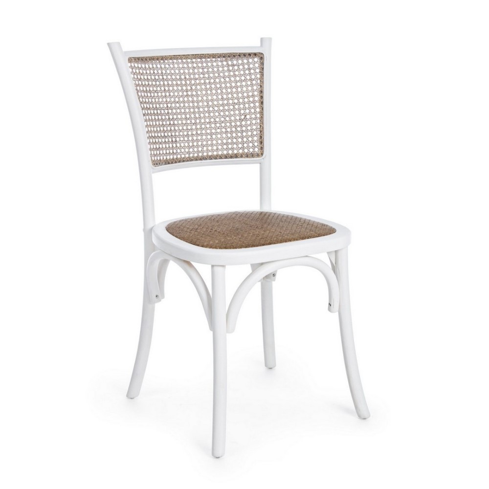 Sedia in legno bianco stile rustico - Misure: 45x53x89 cm