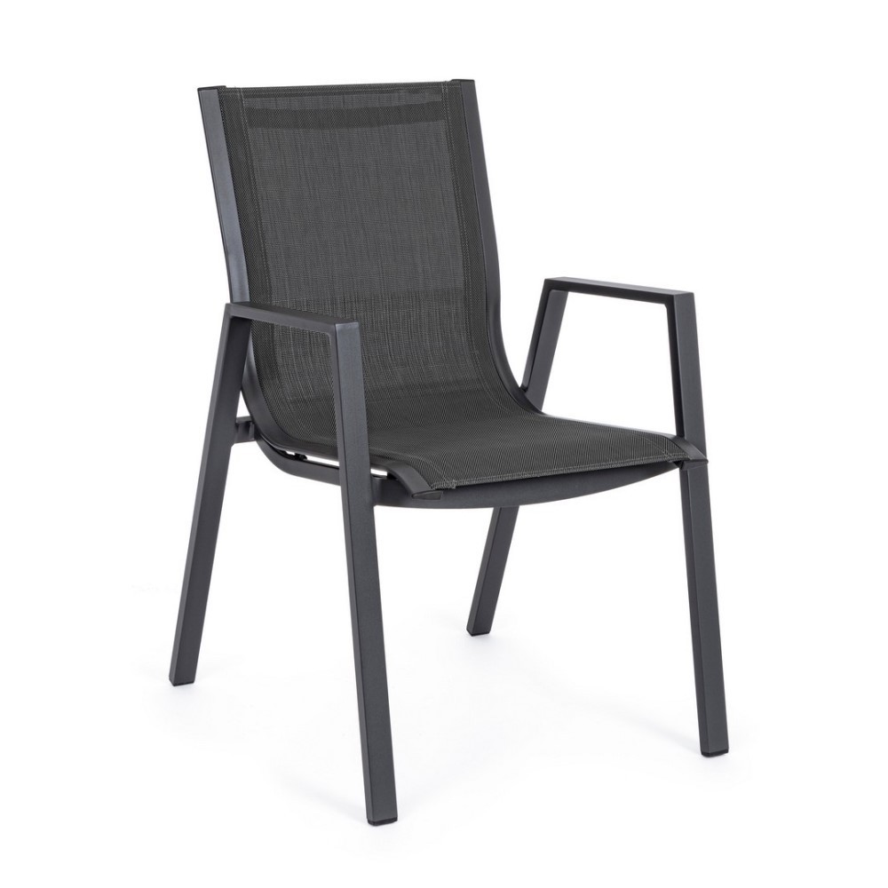 Sedia con braccioli antracite, dimensioni: 55x65.5x88 cm